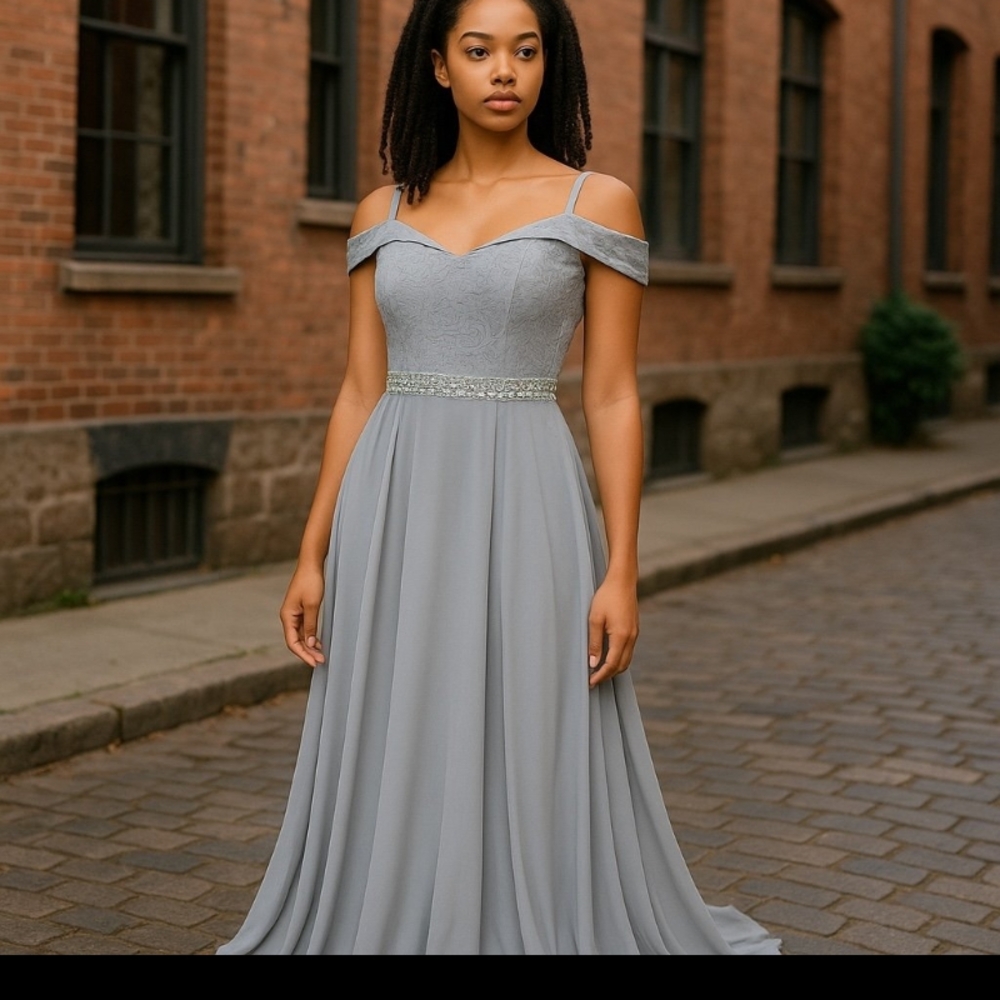 May Queen Silver Sleeveless Sweetheart Gown